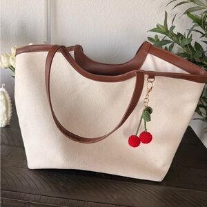 Elegant Cream and Brown Tote Bag